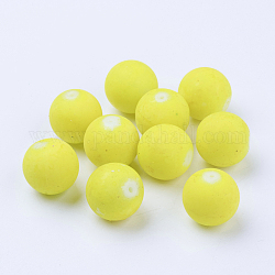 Rubber Glass Round Beads, Yellow Green, 18mm, Hole: 2.5mm