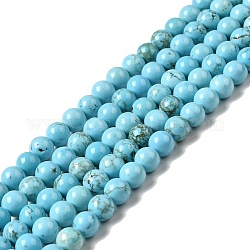 Brins de perles de magnésite naturelle teintes et chauffées, ronde, 8mm, Trou: 1mm, Environ 47 pcs/chapelet, 14.96 pouce (38 cm)