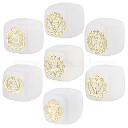 Beebeecraft 7Pcs 7 Chakra Stones Natural Quartz Crystals Cube Square Healing Gemstones Gold Plated Brass Chakra Pattern Slices for Meditation Yoga Witchcraft Balancing Crystal Therapy