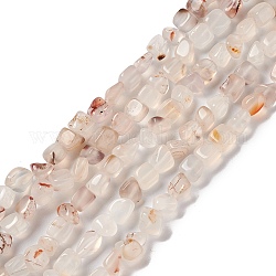 Natürliche Achat Perlen Stränge, Nuggets, weiß, 5~11x5~12x5~11 mm, Bohrung: 1~1.4 mm, ca. 39~50 Stk. / Strang, 14.17~14.96 Zoll (36~38 cm)