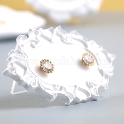 Présentoir de bijoux de boucle d'oreille en résine, avec support en plastique, blanc, 10.1x5.9x0.55 cm, Trou: 1.5mm