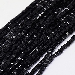 Glass Beads Strands, Faceted, Cube, Black, 4x4x4mm, Hole: 1mm, about 98pcs/strand, 15.7 inch