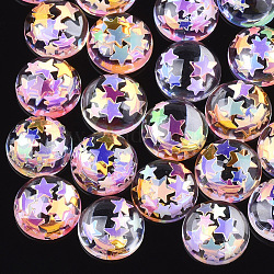 Resin Cabochons, with Paillette, Dome/Half Round, Colorful, 10x4mm