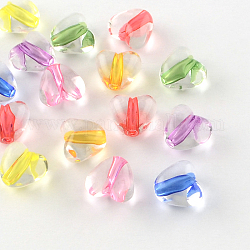 Heart Transparent Acrylic Beads, Mixed Color, 9.5x10.5x7mm, Hole: 2mm