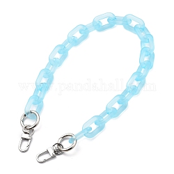 Bag Handles, with Transparent Acrylic Linking Rings, Platinum Tone Alloy Spring Gate Rings and Zinc Alloy Swivel Clasps, for Bag Straps Replacement Accessories, Sky Blue, 19.8 inch(50.5cm)