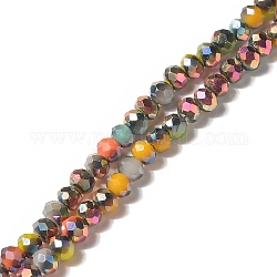 Fili di perle di vertro placcato, multicolore placcato, sfaccettato, abaco, oro, 3x2.5mm, Foro: 0.7 mm, circa 186pcs/filo, 17.32 pollice (44 cm)