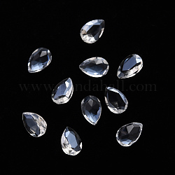 Teardrop Transparent Glass Cabochons, Nail Art Decoration Accessories, Faceted, Clear AB, 6x4x2.5mm
