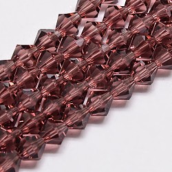Chapelets de perles en verre bicone d'imitation de cristal autrichien, AA grade, facette, support violet rouge, 5x5mm, Trou: 1mm, Environ 59 pcs/chapelet, 11 pouce