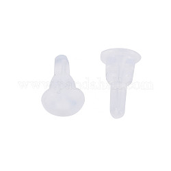 Ohrmuttern mit vollständiger Abdeckung aus Silikon, Ohrring Rücken, für die Ohrsteckerherstellung, Transparent, 10x6x6 mm, Bohrung: 0.7 mm