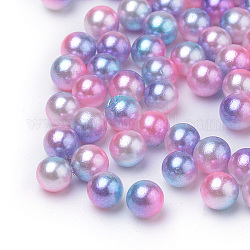 Rainbow Acrylic Imitation Pearl Beads, Gradient Mermaid Pearl Beads, No Hole, Round, Hot Pink, 3mm, about 37970pcs/500g
