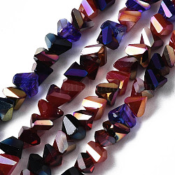 Chapelets de perles en verre électroplaqué, triangle, firebrick, 3.5x6x4.5mm, Trou: 1mm, Environ 100 pcs/chapelet, 13.39'' (34 cm)