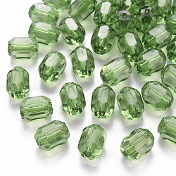 Abalorios de acrílico transparentes, oval, facetados, verde amarillo, 14x10x10mm, agujero: 2 mm, aproximamente 377 unidades / 500 g