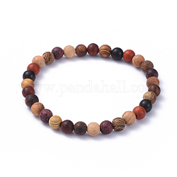 Perline di legno tratto braccialetti, tondo, 2-1/4 pollice (5.7 cm), perline: 6 mm