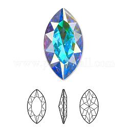 Austrian Crystal Rhinestones Cabochons, 4227, Crystal Passions, Foil Back, Faceted Marquise Fancy Stone, 101_Crystal+AB, 32x17x4mm