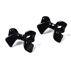 Accessoires de boucles d'oreilles en plastique ccb peintes à la bombe, noir, 24x33mm, Trou: 1.2mm, pin: 0.7 mm