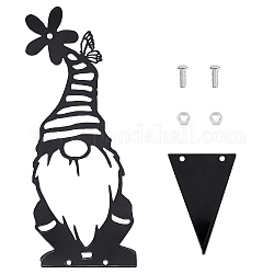 Iron Display Decorations, for Outdoor Garden Decoration, Father Christmas, for Christmas, Electrophoresis Black, 300x115x1mm, Hole: 5mm