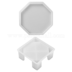 2 pièces 2 moules en silicone de style bricolage, moules de résine, pour la résine UV, fabrication de bijoux en résine époxy, blanc, 100~102x100~102x10~40mm, diamètre intérieur: 90x90 mm, 1pc / style