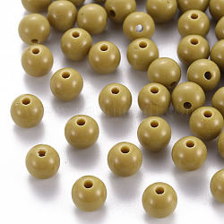 Perles acryliques opaques, ronde, verge d'or, 8x7mm, Trou: 2mm, environ 111 pcs/500 g