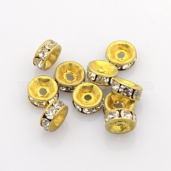 Perline distanziatori strass in ottone, grado a, flangia diritta, non placcato, rondelle, cirstallo, 8x3.8mm