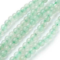 Natural Green Aventurine Beads Strands, Round, Light Green, 4mm, Hole: 1mm, about 46pcs/strand, 7.8 inch