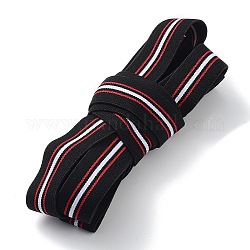 Cordón/banda de goma elástica a rayas planas, correas de costura accesorios de costura, negro, 25mm