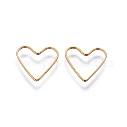 Anneaux connecteurs en laiton, accessoire de bijoux de la saint-valentin, cœur, plaqué en or, environ 13.5 mm de large, Longueur 12mm, épaisseur de 1mm