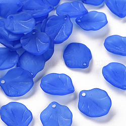 Trasparenti pendenti in acrilico smerigliato, Petaline, blu royal, 16x14.5x3mm, Foro: 1.6 mm