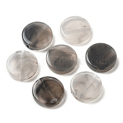 Abalorios de acrílico transparentes, plano y redondo, gris, 15x15x3.5mm, agujero: 1.5 mm, aproximamente 5483 unidades / 500 g