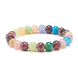 Bracelet extensible de perles rondes en verre d'imitation de pierres précieuses de 8.5 mm pour femme, colorées, diamètre intérieur: 1-3/4 pouce (4.6 cm), perles: 8.5 mm
