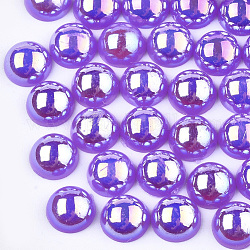Абс пластмассовые имитационные жемчужные кабошоны, с покрытием AB цвета, полукруглый, синий фиолетовый, 8x4 мм, 3000 шт / мешок
