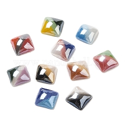 Zweifarbige Glascabochons, Viereck, Mischfarbe, 6~6.5x6~6.5x2 mm