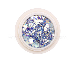 Glänzendes Nail Art Dekorationszubehör, mit Glitzerpulver und Pailletten, diy sparkly paillette Tipps Nagel, mittelschieferblau, 0.1~3.5x0.1~3.5 mm, ca. 0.7 g / Kasten