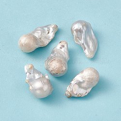 Perle keshi naturali barocche, pepite, colore conchiglia, 30~37x16~19.5x15~16mm, Foro: 0.7 mm