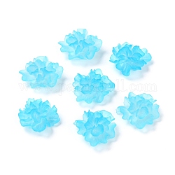 Transparent Resin Cabochons, DIY for Mobile Phone Decoration & Bobby Pin Accessories, Flower, Deep Sky Blue, 25x22.5x9.5mm