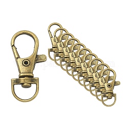 Alloy Swivel Lobster Claw Clasps, Swivel Snap Hook, Cadmium Free & Nickel Free & Lead Free, Antique Bronze, 35x13mm, Hole: 8.5mm