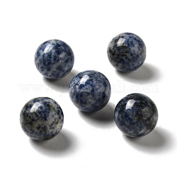 Perles de jaspe tache bleue naturelle, pas de trous / non percés, ronde, 25~25.5mm