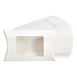 Chgcraft30pcs白いクラフト紙の枕箱と透明な窓  結婚披露宴用キャンディー好意紙箱
