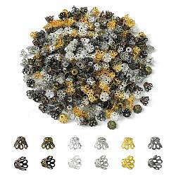 600 Uds. tapas de abalorios de hierro de 6 colores, color mezclado, 6x4.5mm, 100 piezas / color