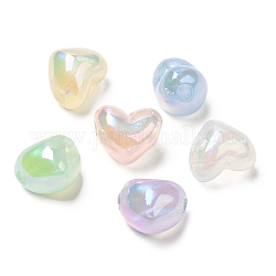 Perles en acrylique transparente, de couleur plaquée ab , cœur, couleur mixte, 13x15.5x12mm, Trou: 3.5mm