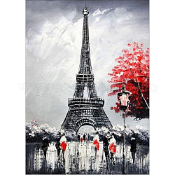 DIY Diamond Painting Kits For Kids, with Diamond Painting Cloth, Resin Rhinestones, Diamond Sticky Pen, Tray Plate and Glue Clay, Eiffel Tower, Mixed Color, 39.7x31cm