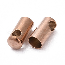 Ion Plating(IP) 304 Stainless Steel Cord Ends, End Caps, Column, Rose Gold, 7.5x2.6mm, Hole: 1.2mm, Inner Diameter: 2mm