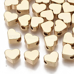 Abalorios de latón, corazón, sin níquel, real 18k chapado en oro, 6x7x3.5mm, agujero: 1.8 mm