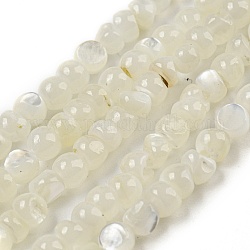 Brins de perles teints en coquille blanche naturelle, pépites, linge, 2.5~3.5x3~3.5x2~3.5mm, Trou: 0.4mm, Environ 139 pcs/chapelet, 15.16'' (38.5 cm)