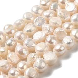 Fili di perle di perle d'acqua dolce coltivate naturali, due lati lucido, grado 3 un, biancheria, 7~8x7.5~9x5.5~6.5mm, Foro: 0.6 mm, circa 47pcs/filo, 13.58~13.78'' (34.5~35 cm)