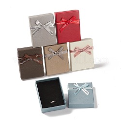 Boîtes de kit de bijoux en carton, rectangle avec bowknot, couleur mixte, 9.1x7.1x3 cm