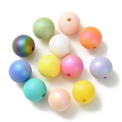 UV Plating Rainbow Iridescent Acrylic Beads, Round, Mixed Color, 16mm, Hole: 2.5mm