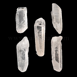 Gros pendentifs en cristal de quartz naturel, cristal de roche, facette, breloques rectangulaires, 60.5~68x13~20x13~17.5mm, Trou: 2mm