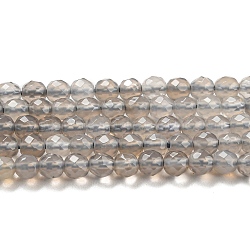 Chapelets de perles en agate grise naturelle, grade AB +, facette, ronde, 3mm, Trou: 0.5mm, Environ 128 pcs/chapelet, 15.43'' (39.2 cm)