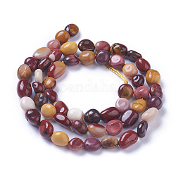 Chapelets de perles en mokaite naturel, pierre roulée, pépites, 6~9x4~8mm, trou: 1 mm environ 52~55 perle / Chapelet, 15.55 pouce ~ 15.7 pouces (39.5~40 cm)