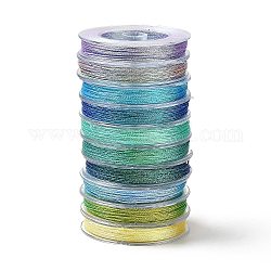 10 rollo de 10 colores de cordón de poliéster para mascotas de 6 capas, para la fabricación de la joya, color mezclado, 0.4mm, aproximamente 50 m / rollo, 1 rollo / color